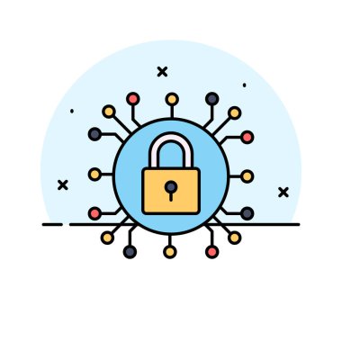 Kripto para birimi şifreleme vektör tasarımı, simge kullanmaya hazır