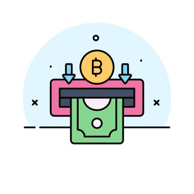 Bitcoin geri çekme vektör tasarımı beyaz arkaplan izole