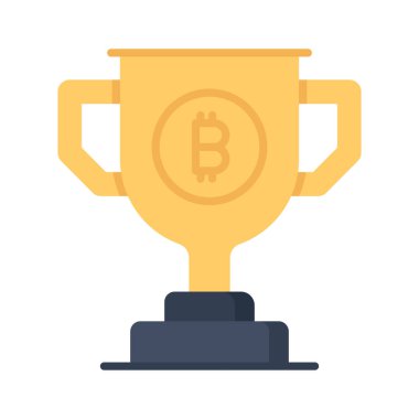 Özelleştirilebilir biçimdeki Bitcoin ödül vektörü beyaz arkaplanda izole edildi