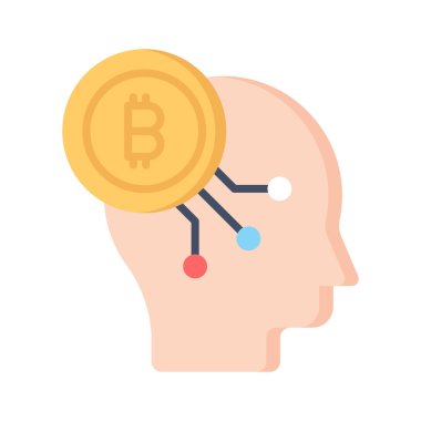 Modern tarzda Bitcoin zihin vektör tasarımı, simge kullanmaya hazır