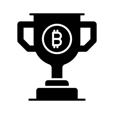 Özelleştirilebilir biçimdeki Bitcoin ödül vektörü beyaz arkaplanda izole edildi