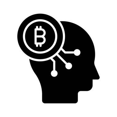 Modern tarzda Bitcoin zihin vektör tasarımı, simge kullanmaya hazır