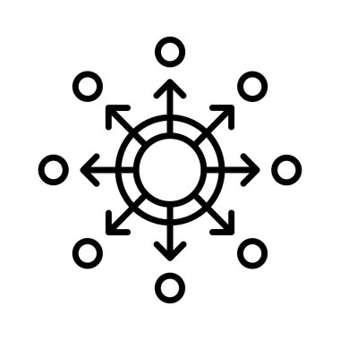 Merkezi olmayan sistemin görsel olarak mükemmel vektörü, beyaz arkaplanda izole edilmiş.