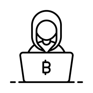 Bu güzel bitcoin hacker vektörünü işaretleyin, simge kullanmaya hazır