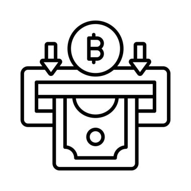 Bitcoin geri çekme vektör tasarımı beyaz arkaplan izole