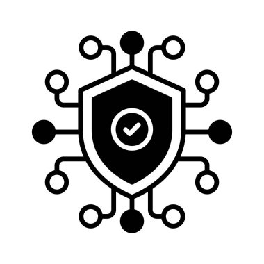 Ağ koruma kalkanındaki tik işareti siber güvenlik konseptini gösteriyor