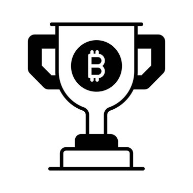 Özelleştirilebilir biçimdeki Bitcoin ödül vektörü beyaz arkaplanda izole edildi