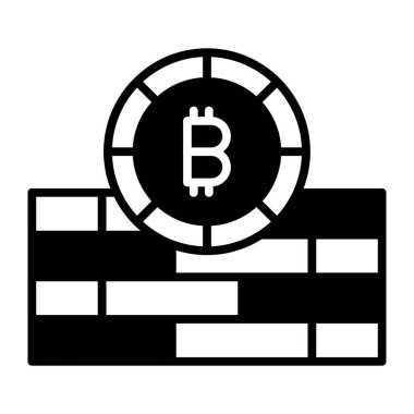 Duvarlı kripto para, bitcoin duvarının konsept simgesi