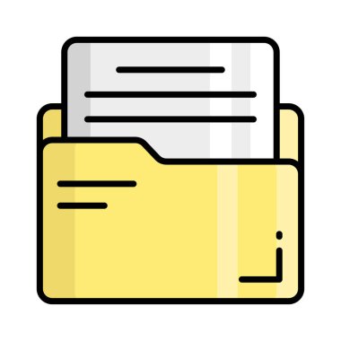 Folder icon containing document isolated on white background