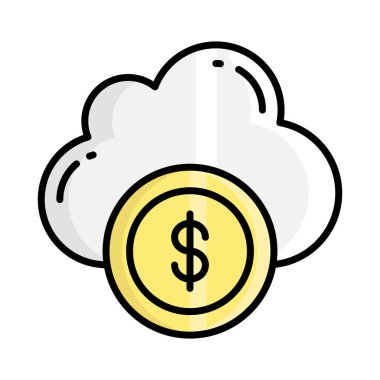 Online money, dollar with cloud vector icon in trendy style