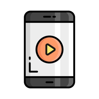 Video player symbol inside mobile phone vector icon