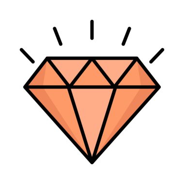 Diamond vector icon, carbon crystallized structure