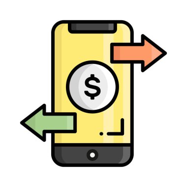 mobile transaction vector icon isolated on white background