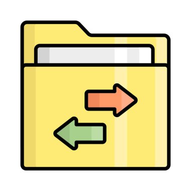 Two way arrows on folder concept of file transfer
