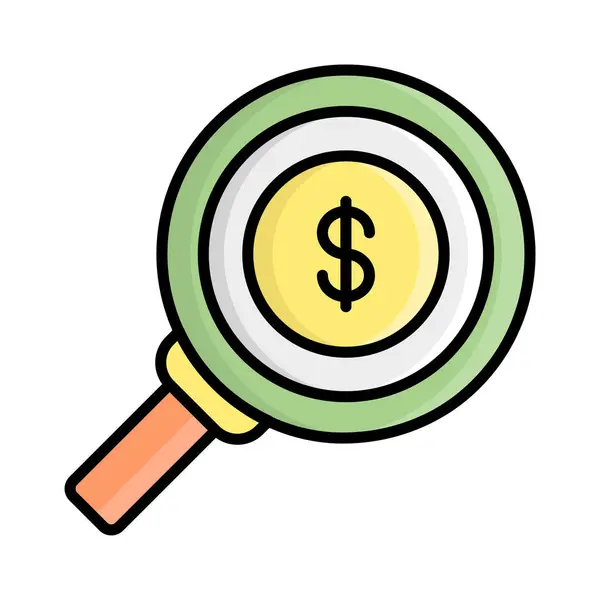 Dollar Magnifying Glass Searching Finance Icon Business Search Icon — Stok Vektör
