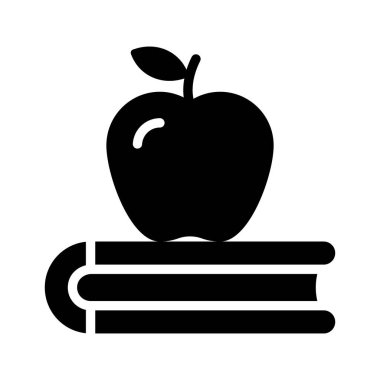 Apple ve kitap moda tarzda bilgi konsepti simgesi tasvir ediyor