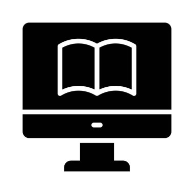 Bilgisayarın içinde çevrimiçi öğrenme konseptini gösteren bir kitap, çevrimiçi kitap