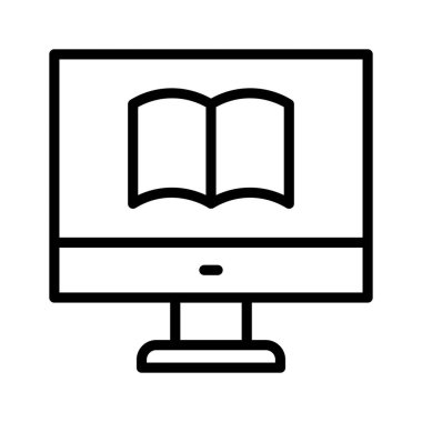 Bilgisayarın içinde çevrimiçi öğrenme konseptini gösteren bir kitap, çevrimiçi kitap