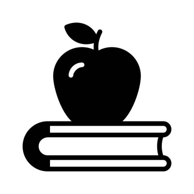 Apple ve kitap moda tarzda bilgi konsepti simgesi tasvir ediyor
