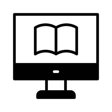 Bilgisayarın içinde çevrimiçi öğrenme konseptini gösteren bir kitap, çevrimiçi kitap