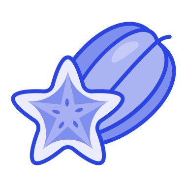 Yıldız meyvesi, organik gıda, sağlıklı beslenme, vejetaryen ürün olarak bilinen Carambole meyve vektör tasarımı