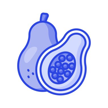 Düz dizayn tarzında Papaya vektörü, sağlıklı ve organik gıda