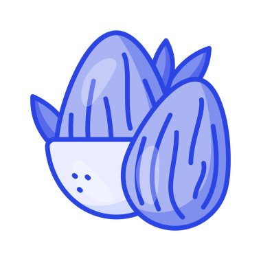 Modern tarzda güzel tasarlanmış badem ikonu, yenilebilir kuru meyve.