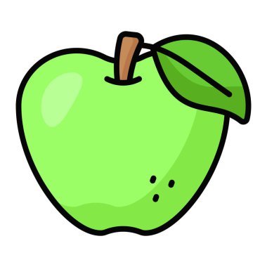 Yeşil elmanın kişiselleştirilebilir bir simgesi, vektör kullanmaya hazır