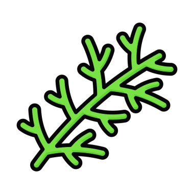 Taze rezene dalı, bitki bitkisi ikonu, beyaz arkaplanda izole edilmiş dereotu ot vektör tasarımı