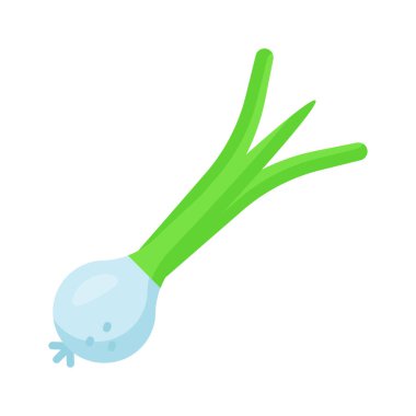 Yeşil soğan, soğan vektör tasarımı, beyaz arkaplanda izole edilmiş.