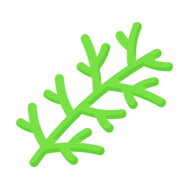 Taze rezene dalı, bitki bitkisi ikonu, beyaz arkaplanda izole edilmiş dereotu ot vektör tasarımı