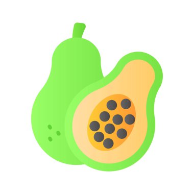 Düz dizayn tarzında Papaya vektörü, sağlıklı ve organik gıda