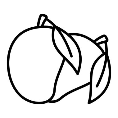 Yapraklı lezzetli olgun mangolar, modaya uygun mango meyve ikonu tasarımı.