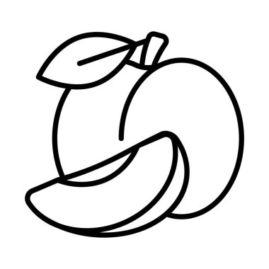 Yüksek kaliteli şeftali ikonu, lezzetli şeftali vektör tasarımı, sağlıklı yiyecekler.