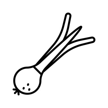 Yeşil soğan, soğan vektör tasarımı, beyaz arkaplanda izole edilmiş.