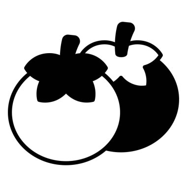 Modern tasarım tarzında inanılmaz bir mangosteen meyvesi ikonu.