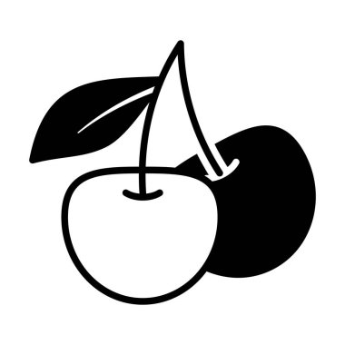 Modern tasarım tarzında harika bir kiraz ikonu, bir çift kiraz.