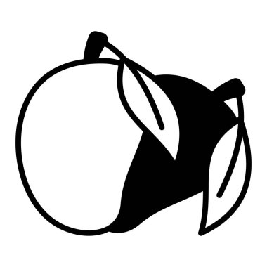 Yapraklı lezzetli olgun mangolar, modaya uygun mango meyve ikonu tasarımı.