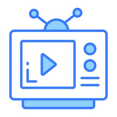 Televizyonun modern vektörü, düzenlenebilir biçimdeki klasik televizyon simgesi.