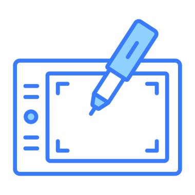 Grafik tabletin modern vektör tasarımı, dijital sanat için kalem tableti simgesi.