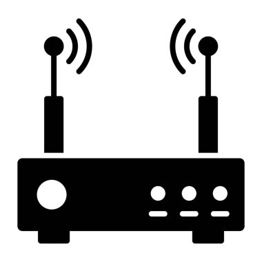 Wifi router vektör tasarımı, kablosuz modemin düzenlenebilir simgesi.