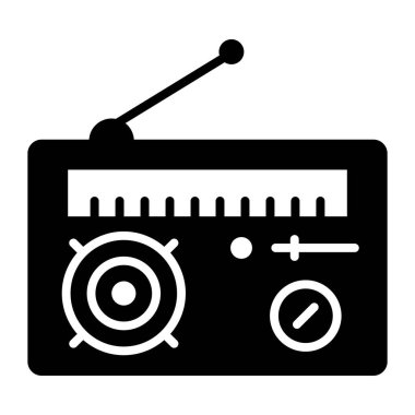 Bu güzel radyo ikonunu, eski yayın cihazını tutun..