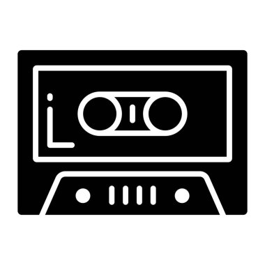 Modern tarzda bir kaset simgesi, çokluortam aygıt vektörü.