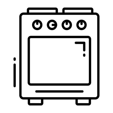 İyi bir yemek pişirme ikonu, yemek pişirmek için gaz sobası..