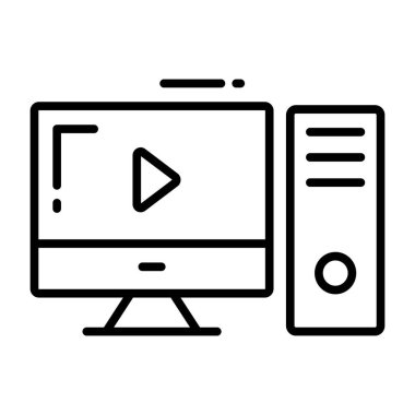 Masaüstü bilgisayarının son moda vektör tasarımı, premium simgesi.