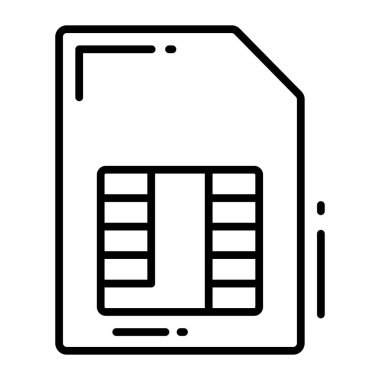 Düzenlenebilir biçimdeki Sim kart vektör tasarımı, abone tanımlama modülü.