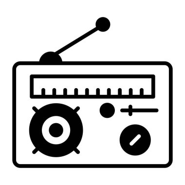 Bu güzel radyo ikonunu, eski yayın cihazını tutun..