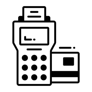 Pos terminal makine vektör tasarımı, premium simgesi.