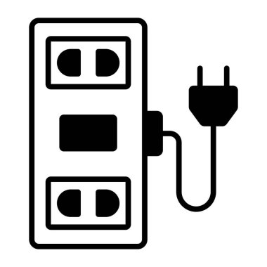 Uzatma kablosu vektör tasarımı, bir elektrik çıkış simgesi.