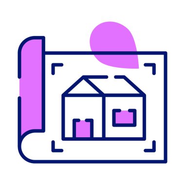 Beyaz arkaplanda izole edilmiş ev mimarisinin moda simgesi